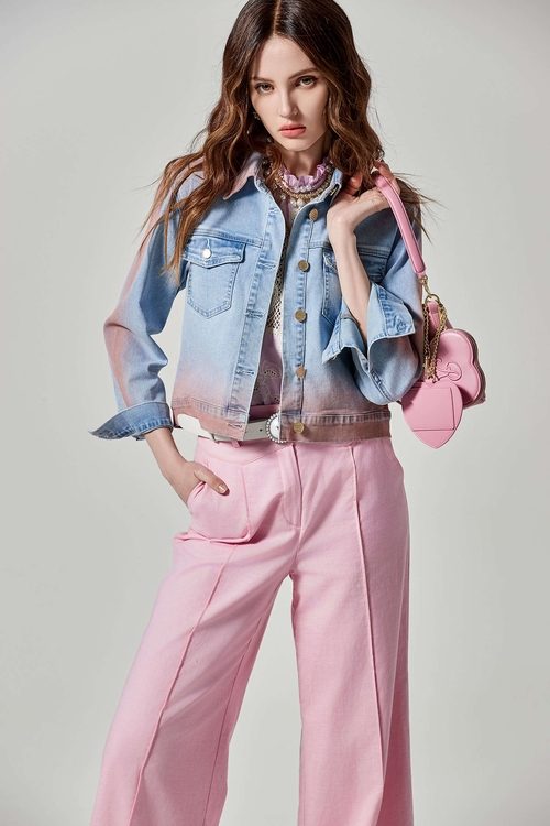 Pink Gradient Tone Denim Jacket,Denim Jackets