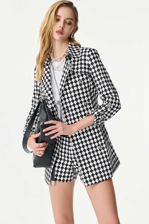 Black Geomatric Print Trench Coat,,Black Geomatric Print Trench Coat,Jackets,Outerwear,Season (SS) Look,Trench coats