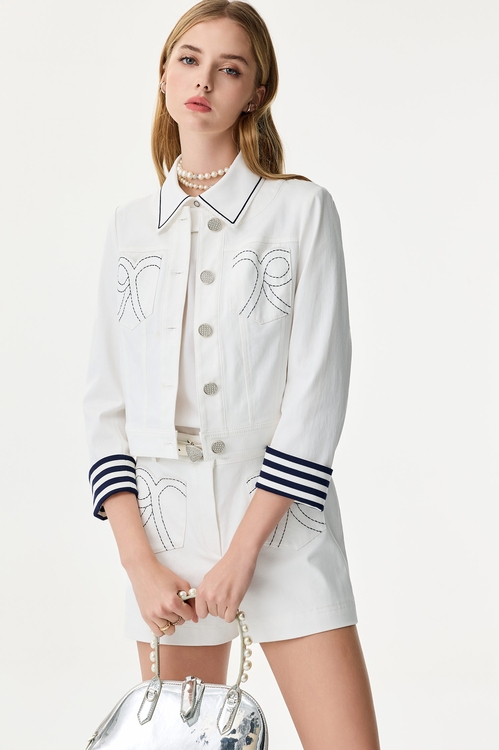 Contrast Hoodie Denim Jacket,Hoodie jackets