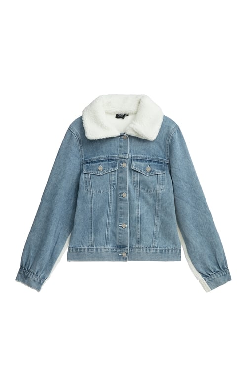 Fleece Denim Collar Jacket,Denim Jackets