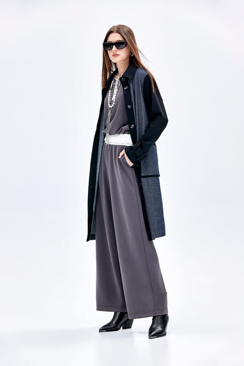 Contrast Detail Trench Coat,Outerwear