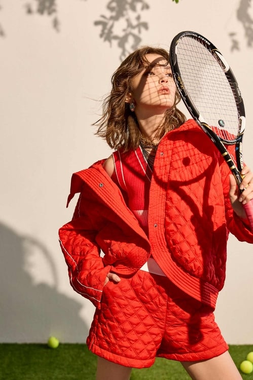 Red Quilted Oversize Jacket,Outerwear