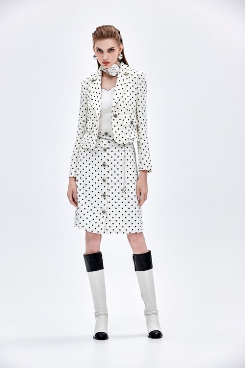 Retro Polka Dot Crop Blazer,Jackets