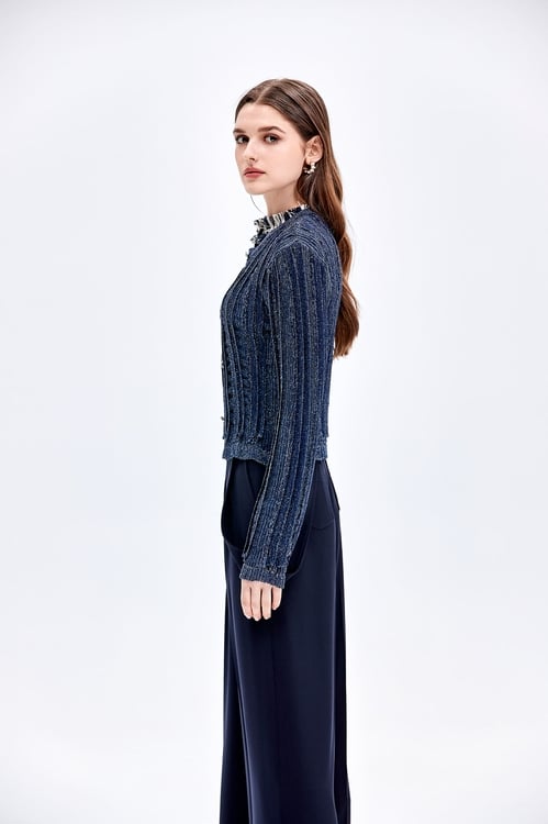 Button Front Navy Cardigan,Knitted coats