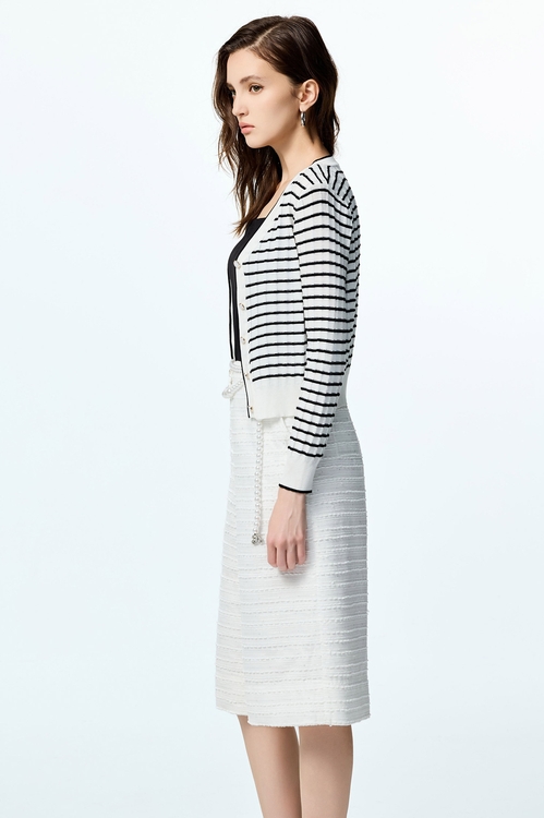 Stripe Printed Knit Cardigan,Outerwear