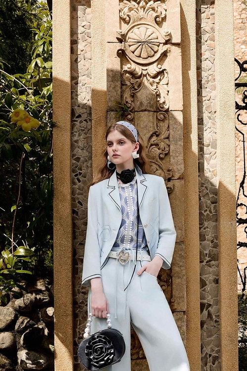 R Logo Light Blue Blazer,co-ord sets