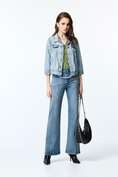 Button Front Crop Denim Jacket,Denim Jackets