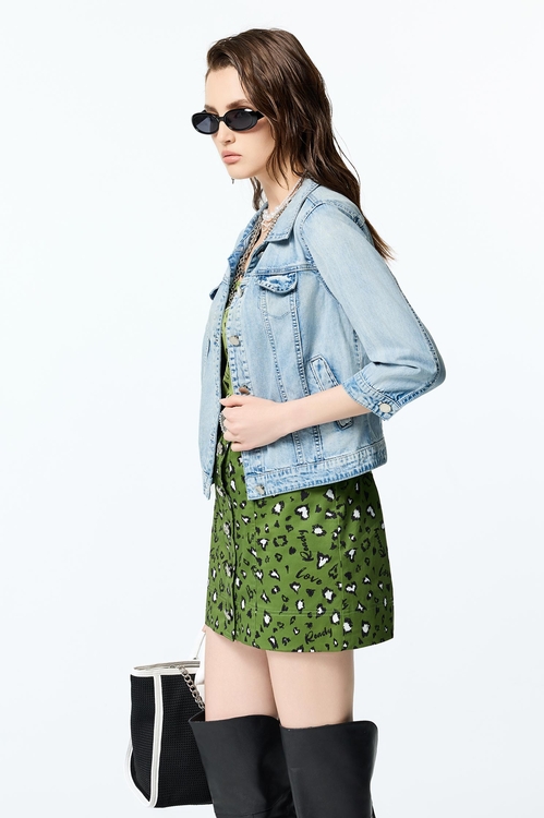 Button Front Crop Denim Jacket,Denim Jackets