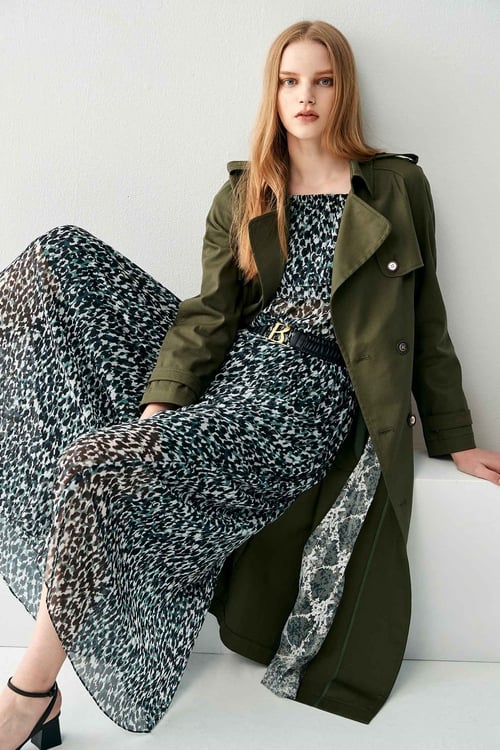 Olive Green Long Trench Coat,bestselling