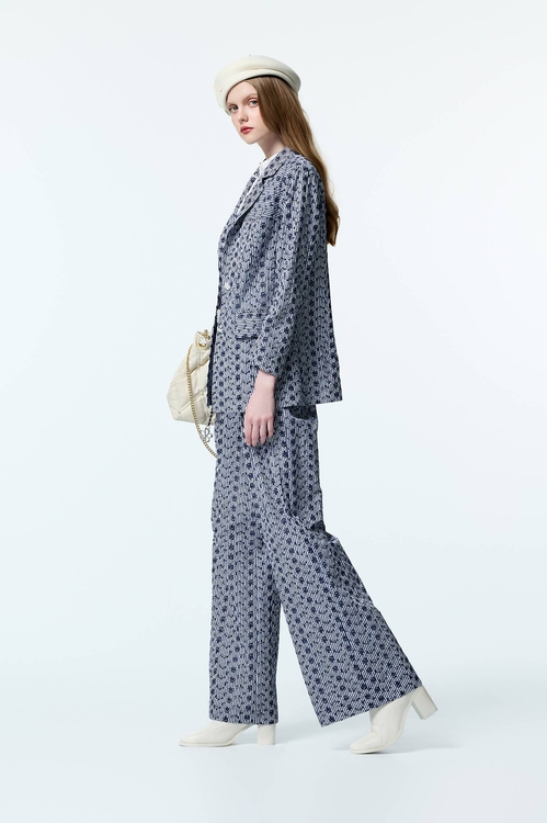 Navy Floral Embroidery Detail Blazer,Jackets