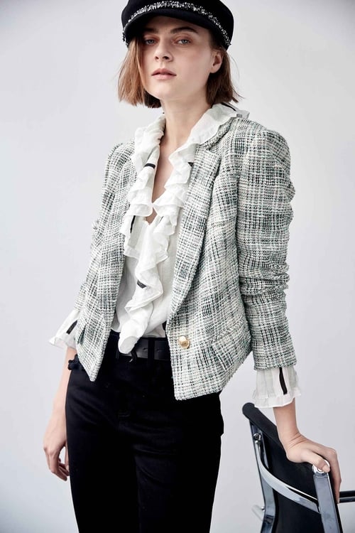 Plaid Tweed Blazer,Woolen tweed