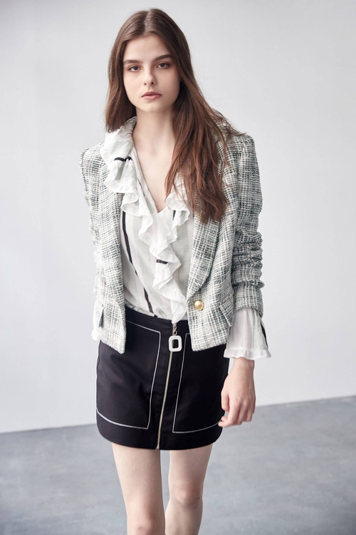 Plaid Tweed Blazer,Woolen tweed