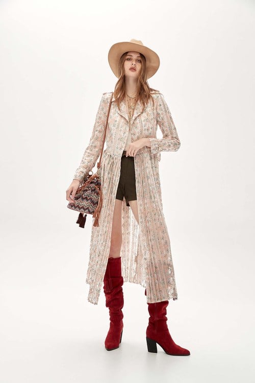 Geometric Totem Print Trench Coat,Trench coats