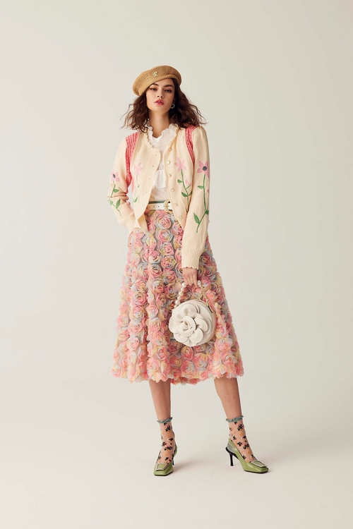 Floral Embroidery Knit Cardigan,Knitted coats