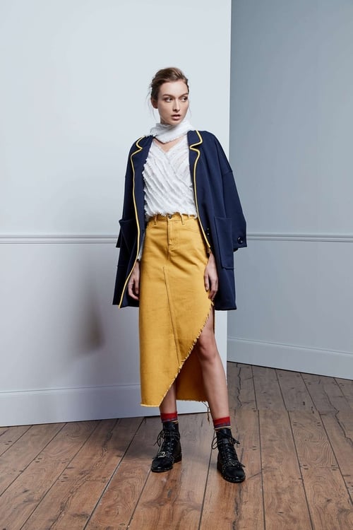 Navy Oversize Contrast Trim Jacket,Blazers