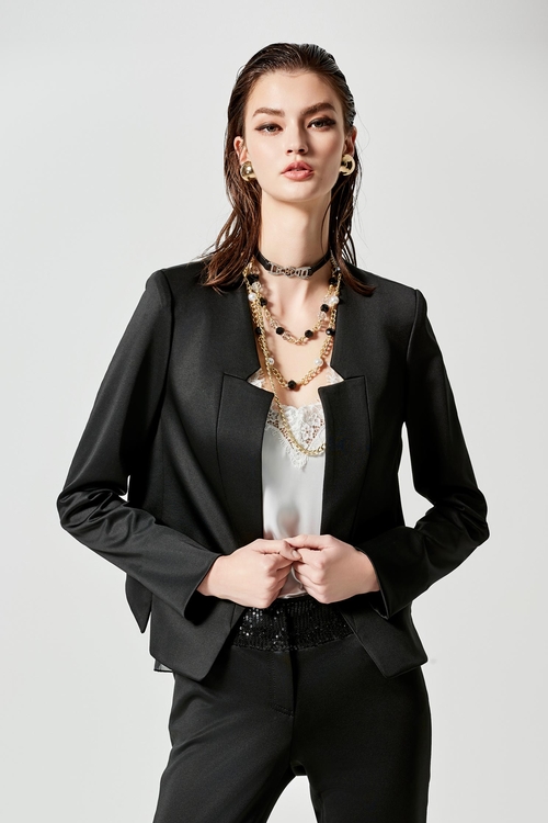 Classic Organza Patchwork Blazer,Blazers