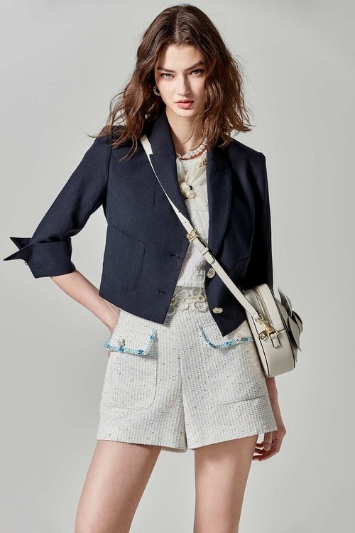 Basic Navy crop Blazer,Blazers