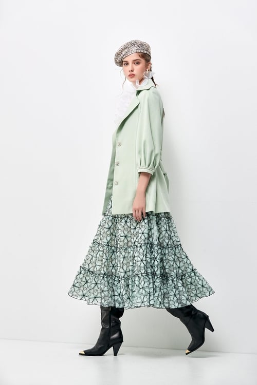 Light Green Mid Length Trenchcoat,Trench coats