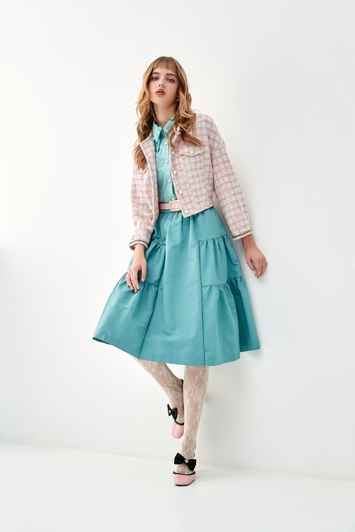 Midi Panel Mid Waist Skirt,Layered skirts