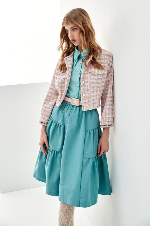 Midi Panel Mid Waist Skirt,Layered skirts