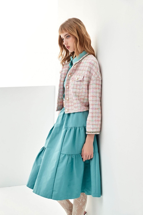 Midi Panel Mid Waist Skirt,Layered skirts