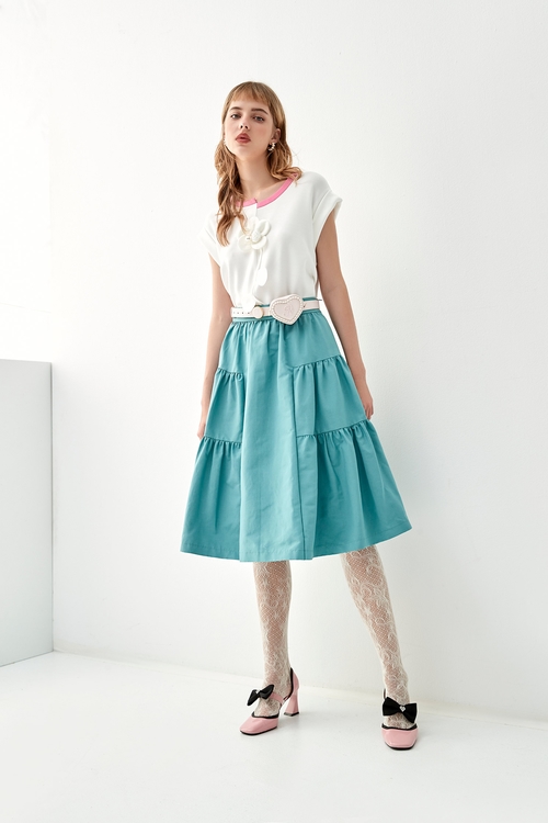 Midi Panel Mid Waist Skirt,Layered skirts