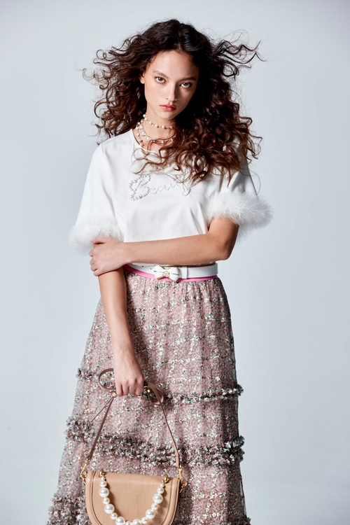 Small Floral Print Ruffle Trim Tiered Skirt,Layered skirts