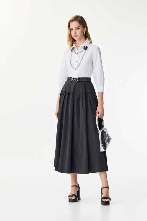 Taffeta Maxi Puff Skirt,Midi skirts