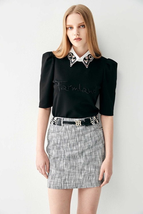 High Waist Tweed Skirt,upperclass