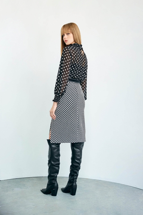 White Polka Dot Pencil Skirt,Pencil skirts
