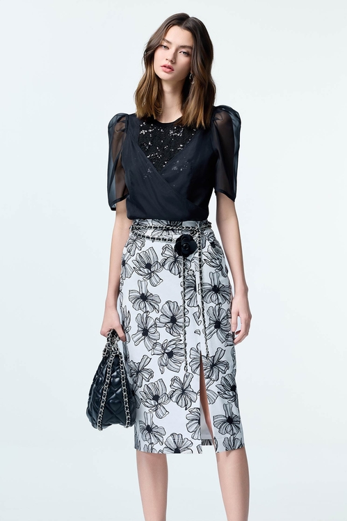 Floral Print Pencil Skirt,,,Office Looks,Season (SS) Look,Midi skirts,Black skirts,Season (SS) Look,co-ord sets,blossoms,Midi skirts,Black skirts,Season (SS) Look,Pencil skirts