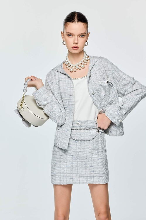 Drawstring Pocket Detail Skirt,,Drawstring Pocket Detail Skirt,Season (SS) Look,Plaid,Mini skirts