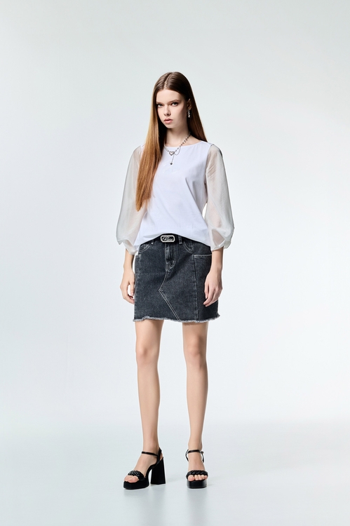 Patch Pockets Demin Skirt,,Patch Pockets Demin Skirt,Season (SS) Look,Plaid,Mini skirts,Season (SS) Look,Denim,Denim skirts