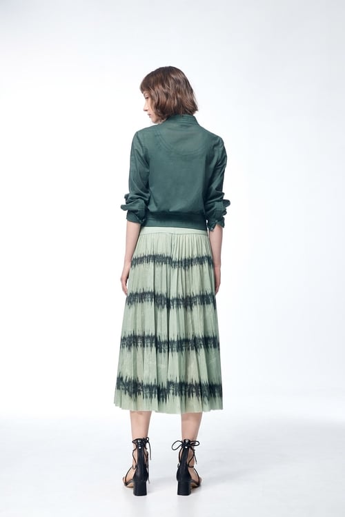 Tie Dye Print Pleated Skirt,Pleated skirts