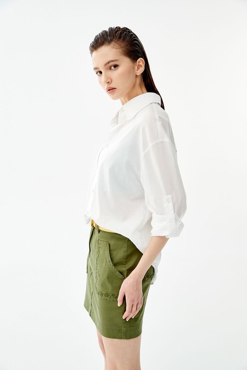 Basic Green Denim Skirt,Season (SS) Look