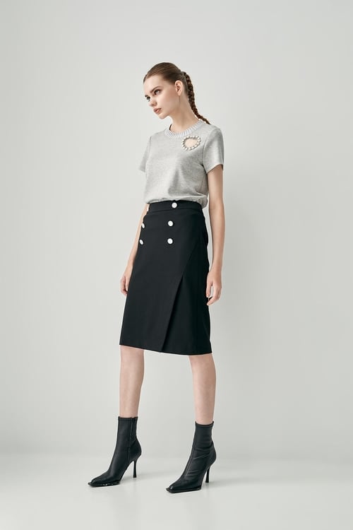 Basic Side Slit Smart Skirt,Pencil skirts