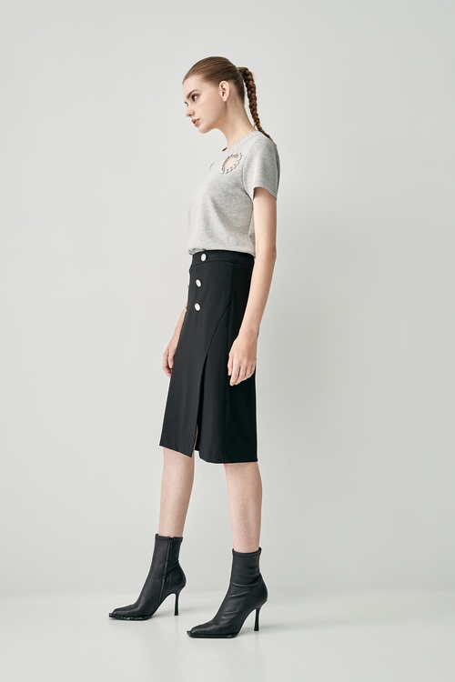 Basic Side Slit Smart Skirt,Pencil skirts