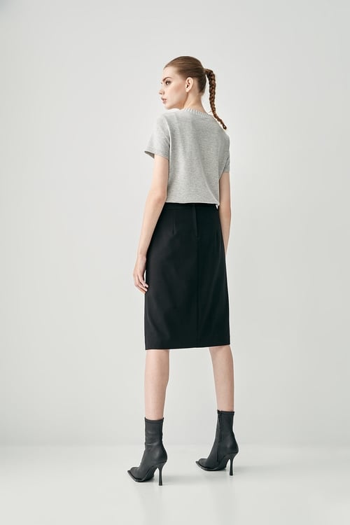 Basic Side Slit Smart Skirt,Pencil skirts