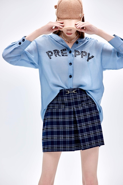 Front Pleat Checkered Skirt,Mini skirts