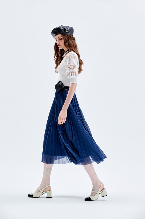 Full Pleated Navy Skirt,Pleated skirts