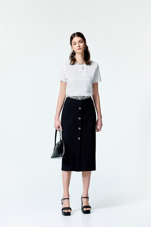 Patch Pocket Midi Pencil Skirt,Season (SS) Look