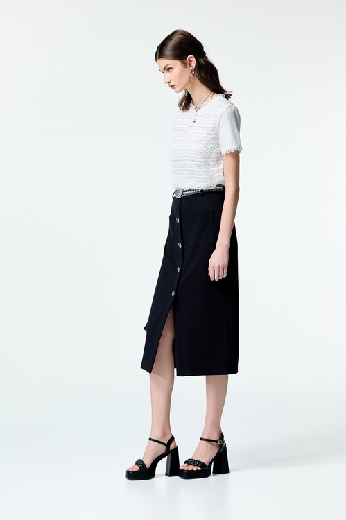 Patch Pocket Midi Pencil Skirt,Season (SS) Look