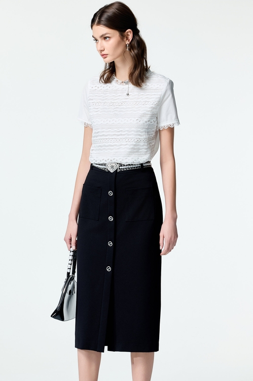 Patch Pocket Midi Pencil Skirt,Season (SS) Look