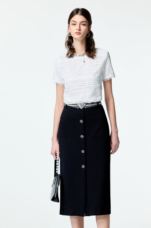 Patch Pocket Midi Pencil Skirt,Season (SS) Look