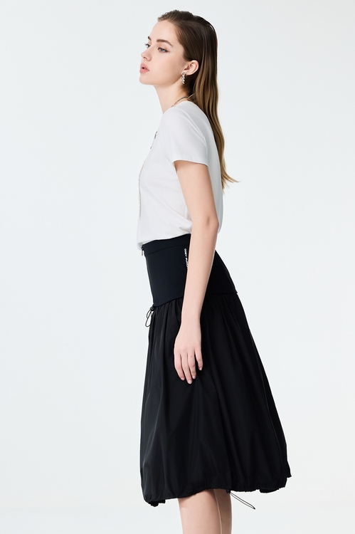 Wide Yoke Drawstring Detail Skirt,,Wide Yoke Drawstring Detail Skirt,Culottes,Season (SS) Look,dotcollection,Culottes,upperclass,Chiffon,Jackets,Outerwear,Season (SS) Look,Embroidered,upperclass,A-Line skirts,Office Looks,Trench coats