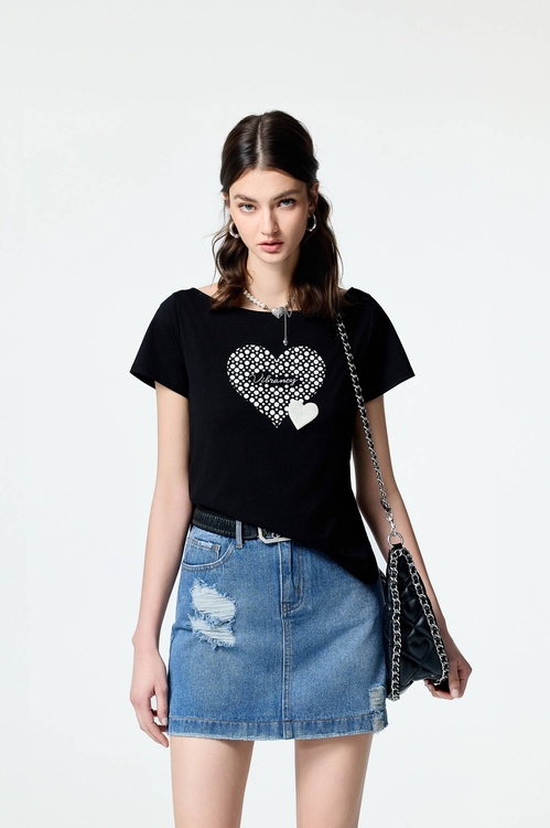 Distress Demin Short Skirt,Season (SS) Look