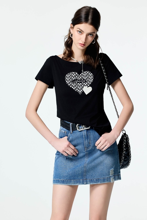 Distress Demin Short Skirt,Season (SS) Look