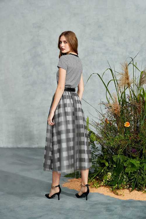 Black White Big Checkered Skirt,Tulle skirts