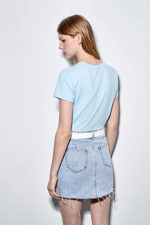 Distress Denim Mini Skirt,mothergift