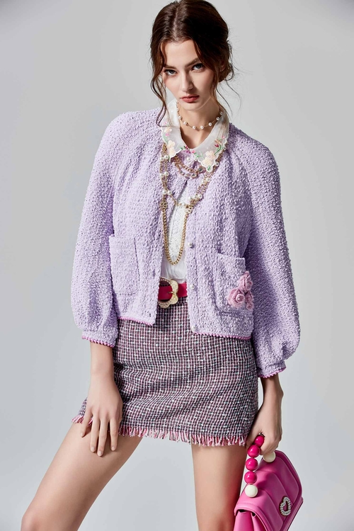 Purple Tweed Skirt,upperclass